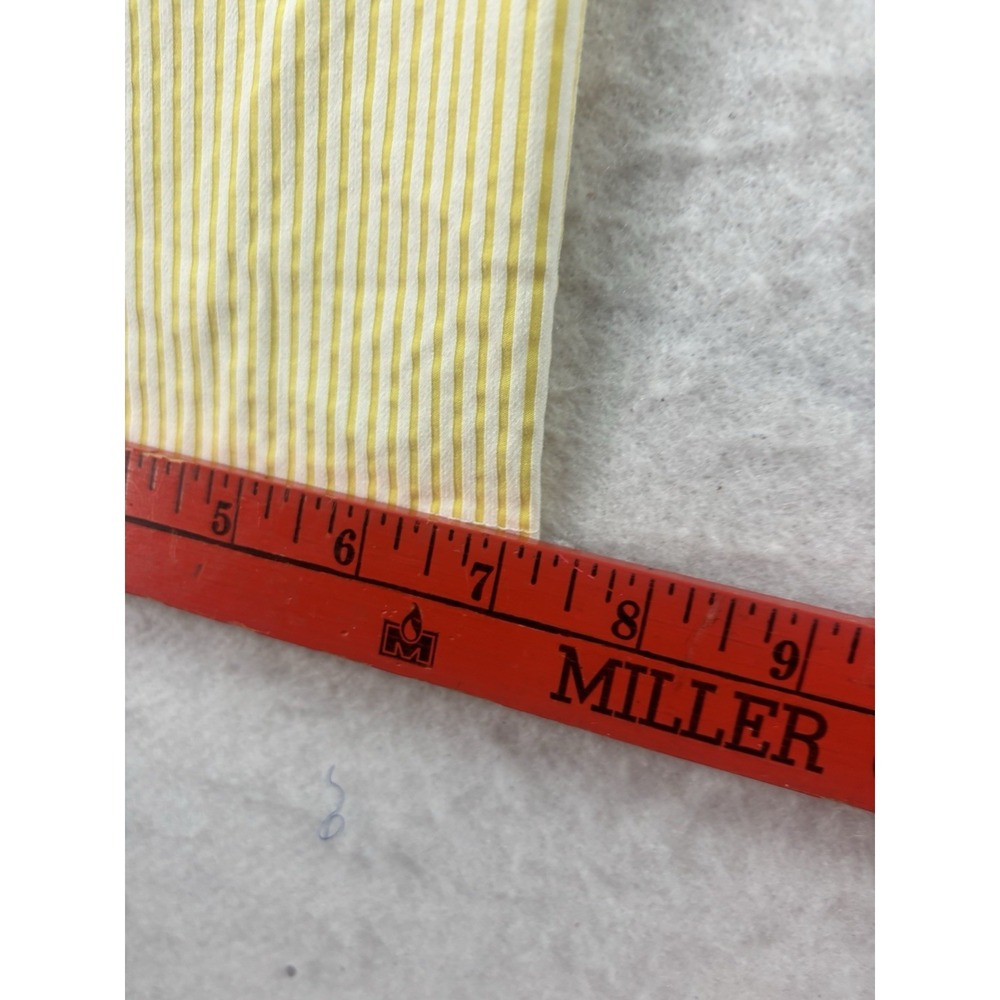 Nanette Lepore Tapered Pants L (34x22) Yellow Seersucker Stretch Pull On Preppy - Picture 7 of 8